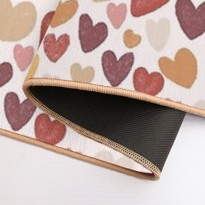 Sketched Hearts in Autumn Colours  Absorbent Bath Mat