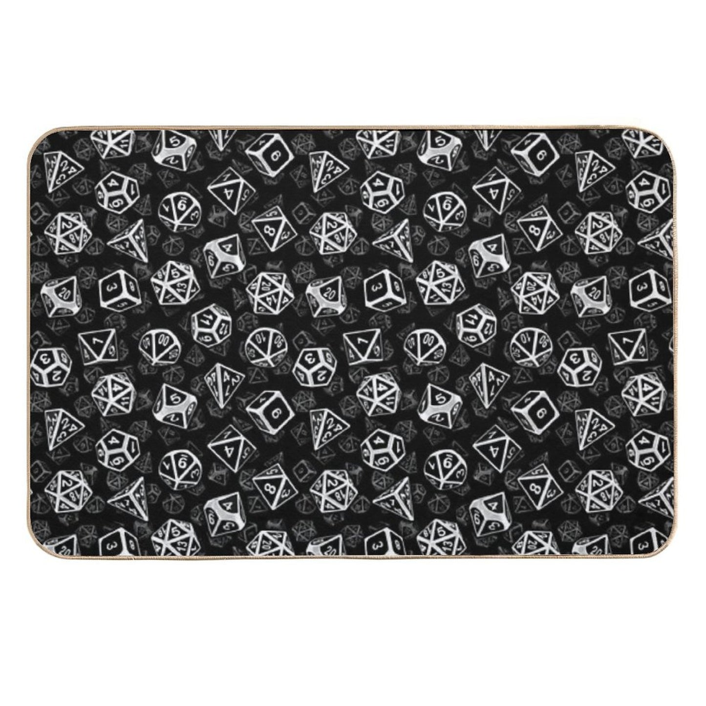 D20 Dice Set Pattern (White)  Easy To Clean Bath Mat