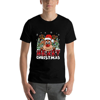 Funny Reindeer Xmas Men Women Family Merry Christmas  Moisture-wicking T-Shirt