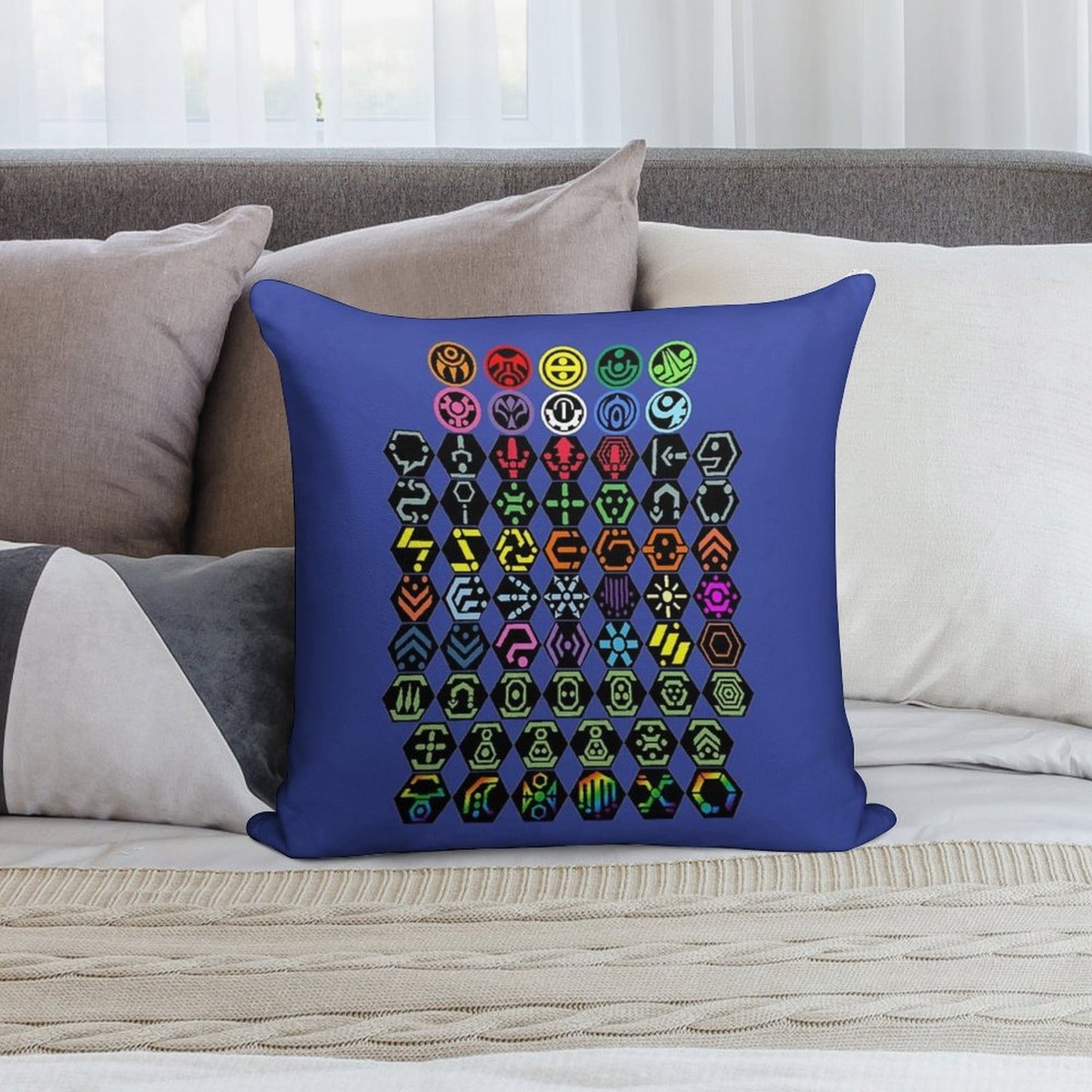 Phantasy Star Online - Icons Soft Hidden Zipper Throw Pillow