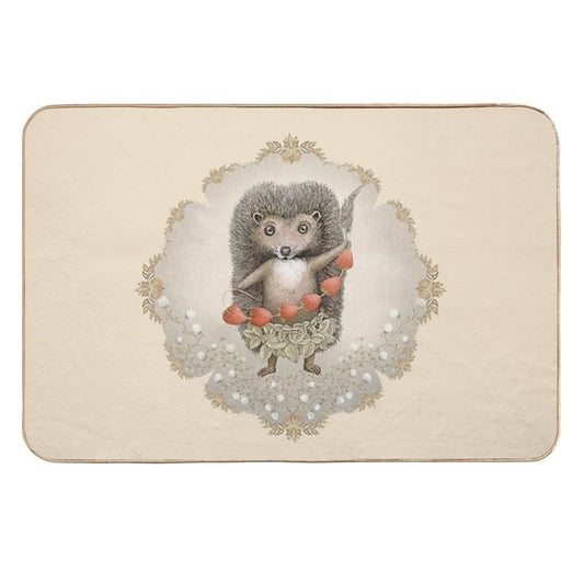 Animal Hedgehog Strawberry  High-Traffic Bath Mat