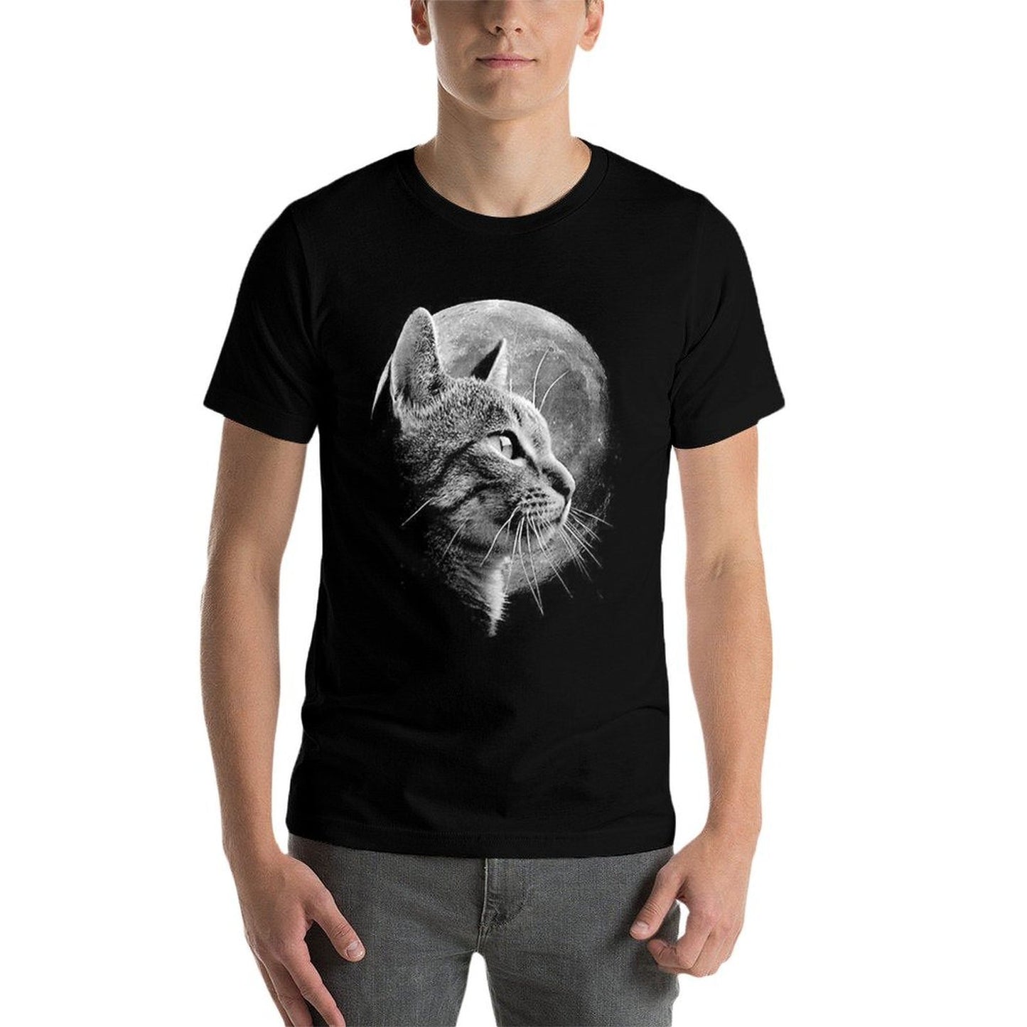 Cute Cat With Moon - Funny Cat  Classic T-Shirt