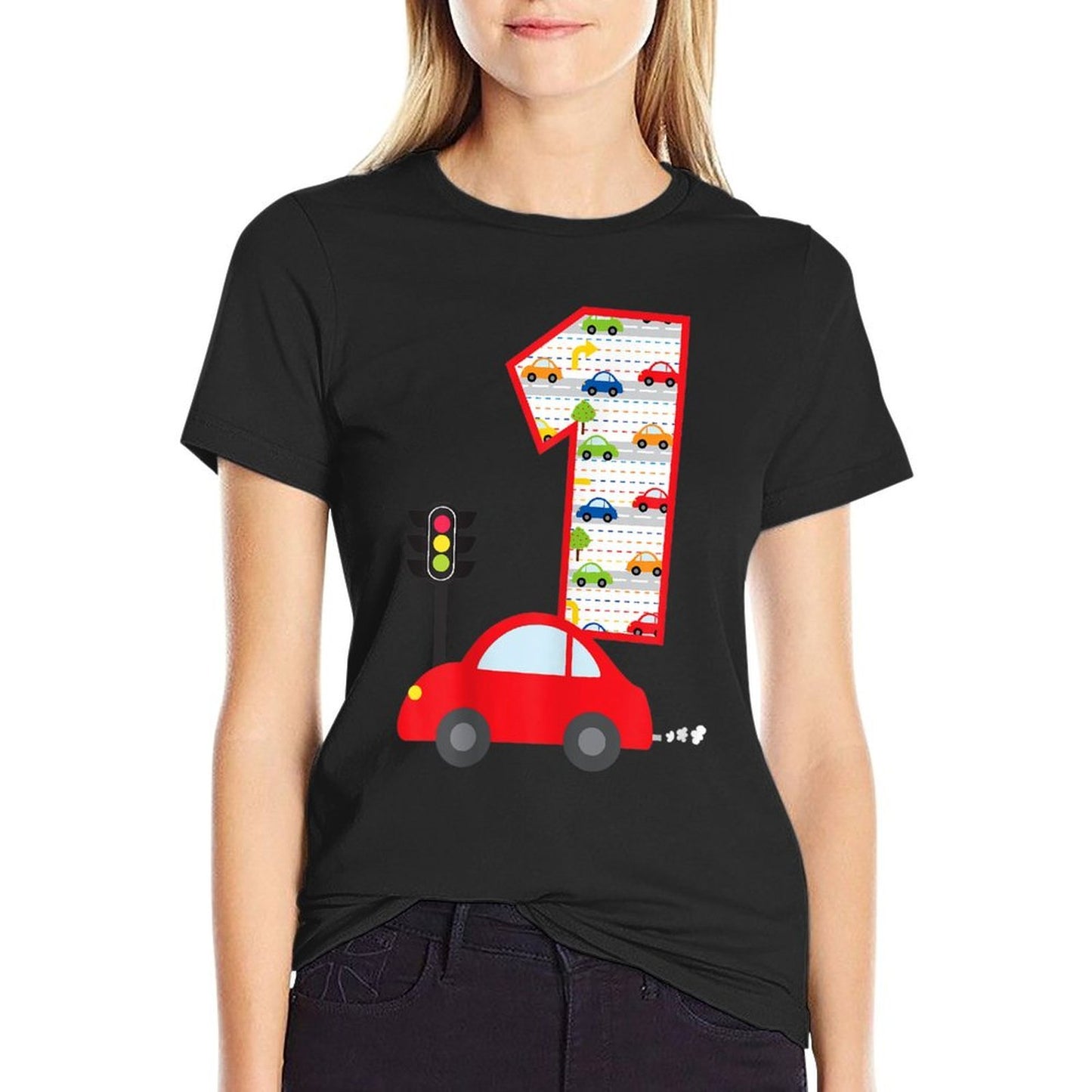 1st Birthday Cars Street Vehicles 1 Year Old Birthday  Lightweight T-Shirt