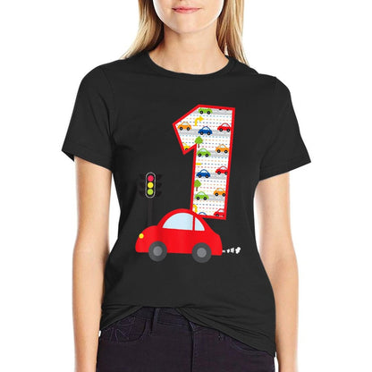 1st Birthday Cars Street Vehicles 1 Year Old Birthday  Lightweight T-Shirt