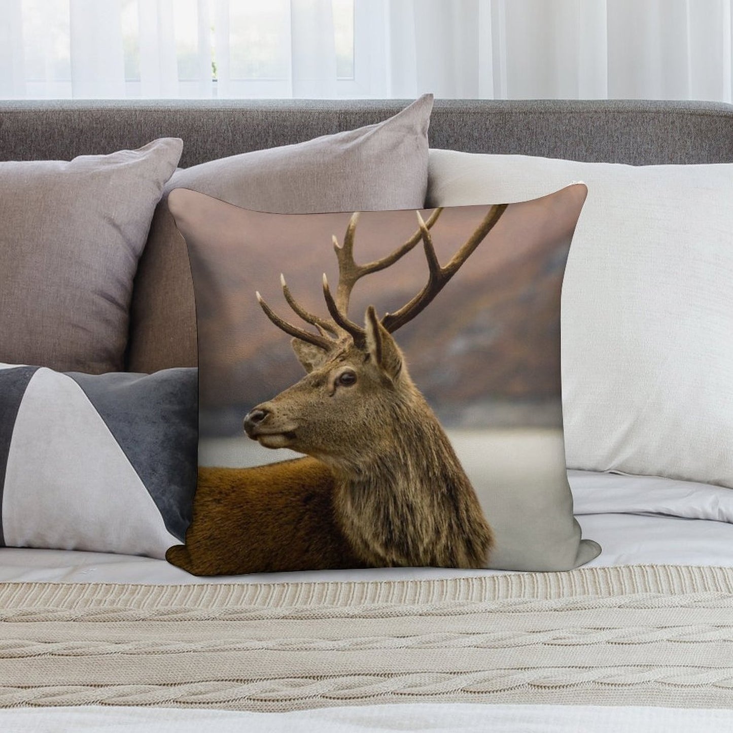 Autumnal Stag Soft Warmth Comfort Throw Pillow