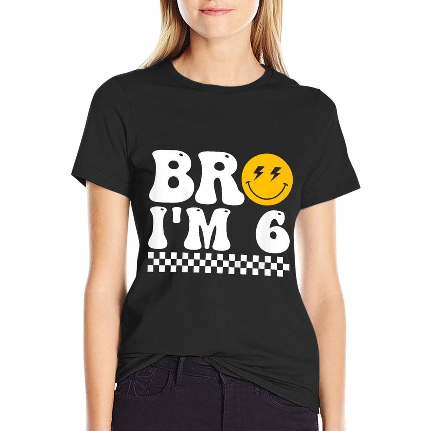 Kids Bro I’m 6 Groovy 6th Birthday 6 Year Old Birthday  Eco-friendly Material T-Shirt