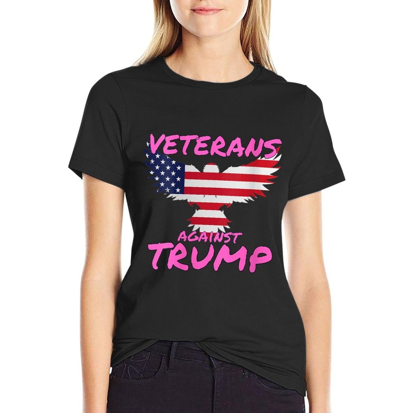 Womens Veterans Against Trump Funny Anti Trump Apparel  Wrinkle-resistant T-Shirt