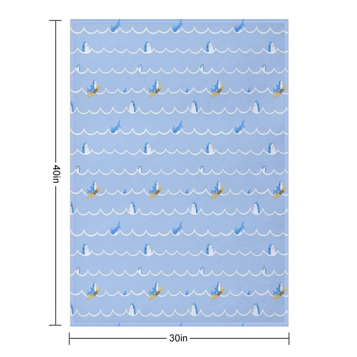 Brucie Blahaj Shark Riding The Wave Pattern Durable Throw Blanket