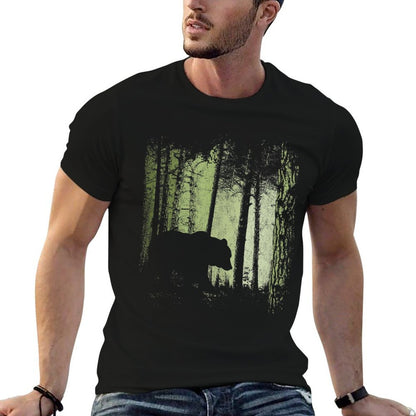 Twilight Forest Outdoor Romantic Grizzly Bear Silhouette  Eco-friendly Material T-Shirt