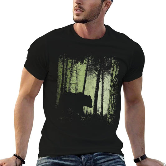 Twilight Forest Outdoor Romantic Grizzly Bear Silhouette  Eco-friendly Material T-Shirt
