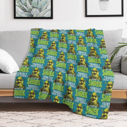 Sexy Shrek  Shrek Meme Face  Shrek Wazowski Lightweight Throw Blanket