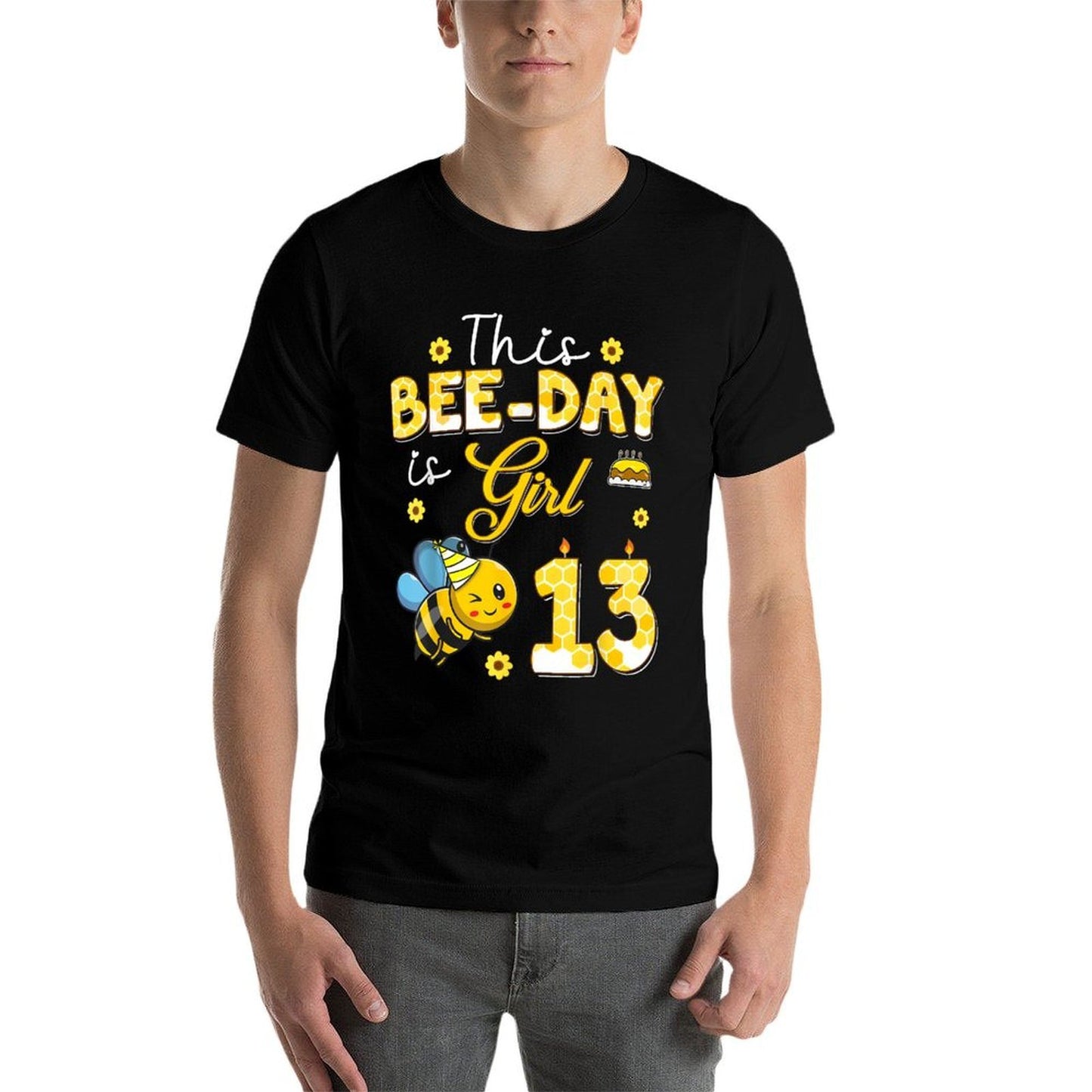 This Bee-Day Girl Is 13 Thirteen Years Old 13th Birthday Kid  Versatile T-Shirt