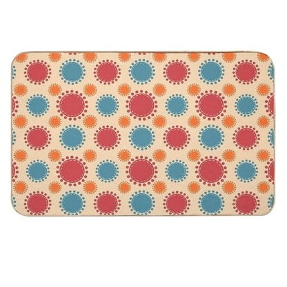 Playful Retro Dot Circles  70s Inspired Boho Geometric Pattern  Pet-Safe Bath Mat