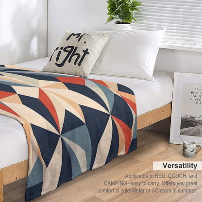 Graphic Retro Kaleidoscope Symmetrical Shapes in A Color Palette Easy Care Throw Blanket