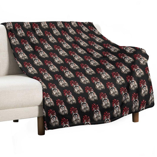 Cute Watercolor Raccoon Blowing Kisses & Hearts Sustainable Throw Blanket