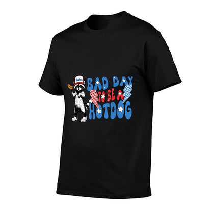 Bad Day To Be A Hot Dog Funny Raccoon Feral 4th Of July  Versatile T-Shirt
