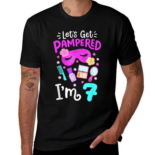 Spa Birthday Party Let&#39;s Get Pampered I&#39;m 7 Girls 7th Bday  Polyester Blend T-Shirt