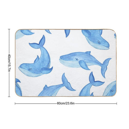 Blue Whales Pattern  Dirt-Trapping Bath Mat