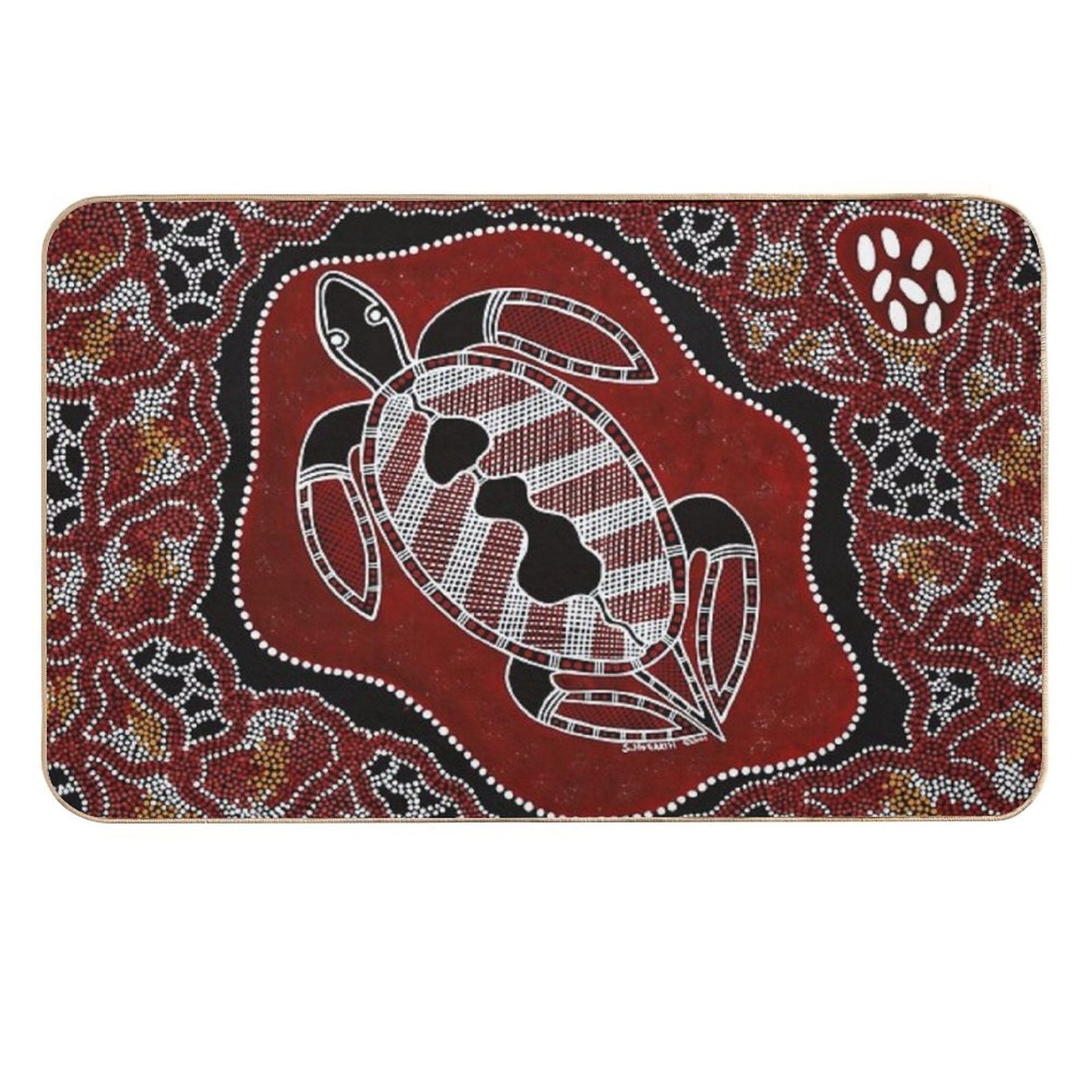 Authentic Aboriginal Art -  Turtle Dreaming  Toxin-Free Bath Mat