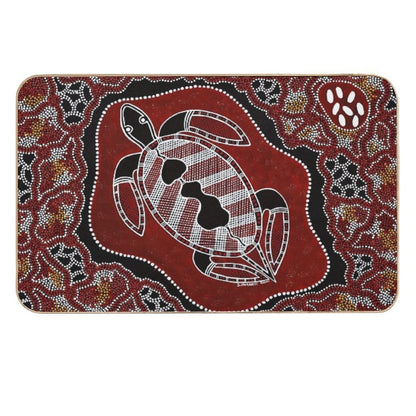 Authentic Aboriginal Art -  Turtle Dreaming  Toxin-Free Bath Mat