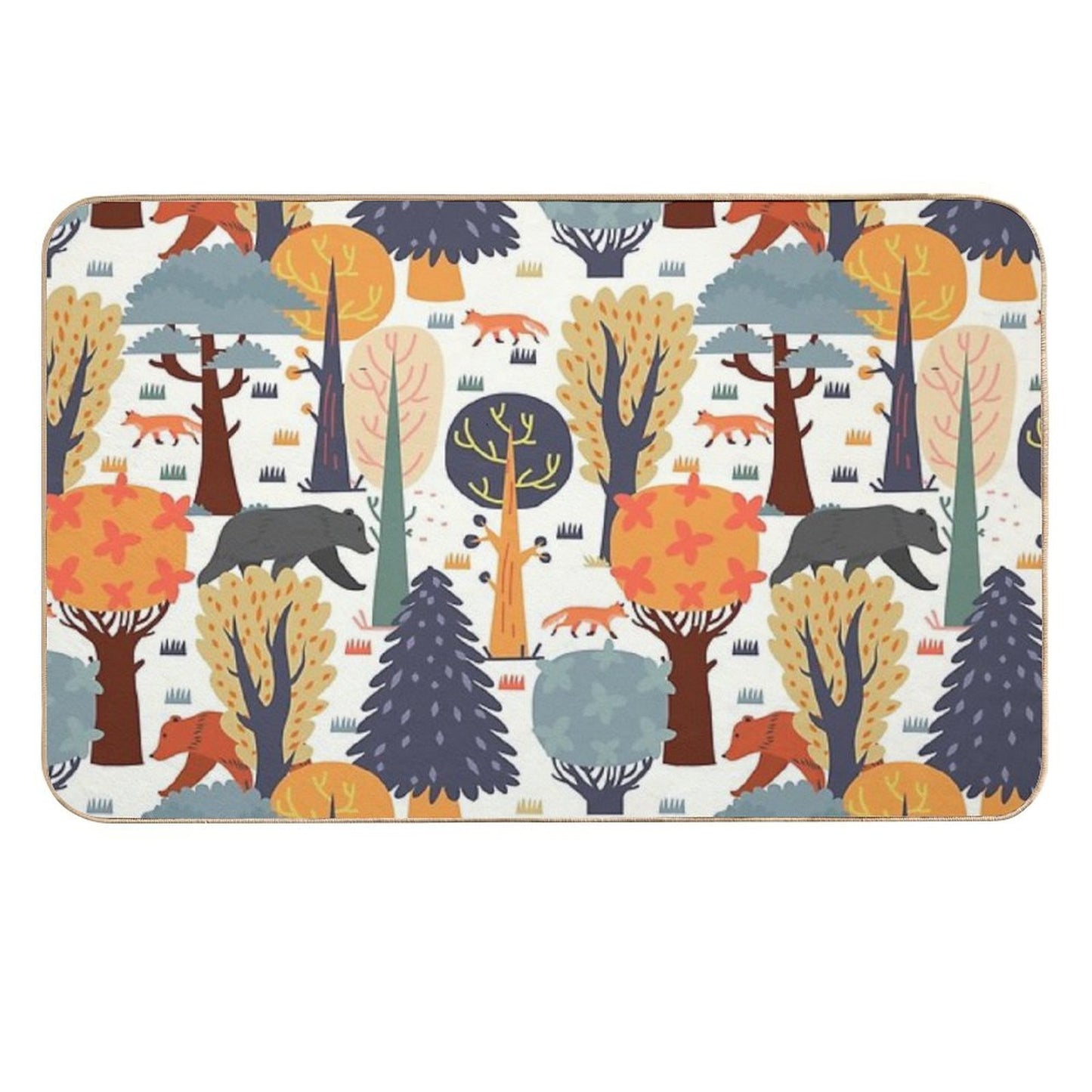 Woodland Animal Pattern for Kids  Non-Slip Bath Mat