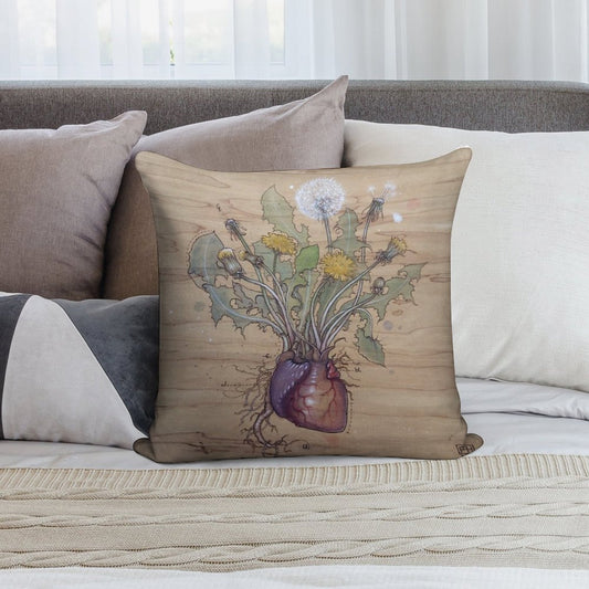 Dandelion Heart Soft High-Density Material Throw Pillow