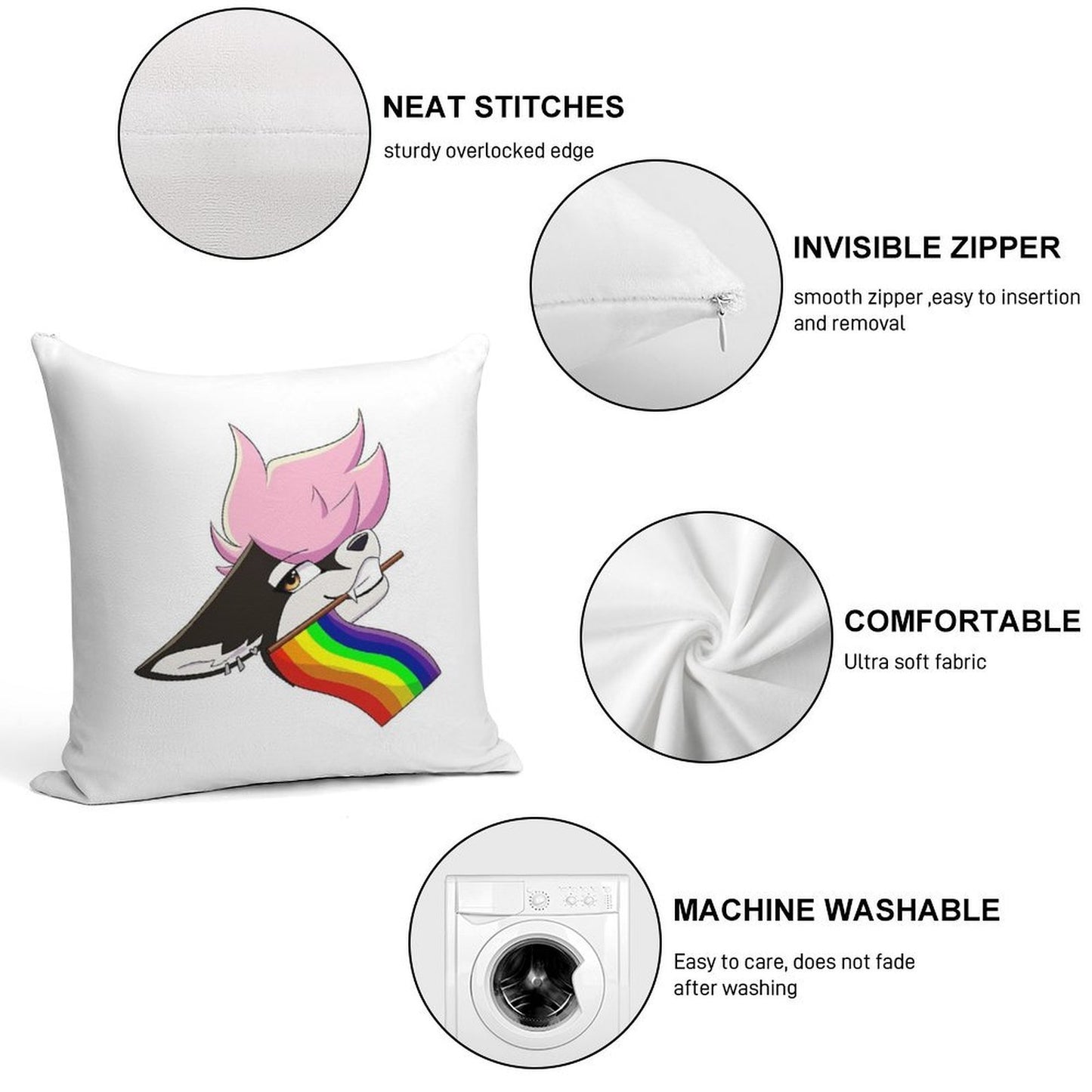 Gay Pride Furry Soft Fade-Resistant Throw Pillow