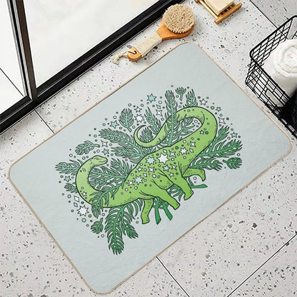 Evergreen Apatosaurus  Dinosaur Cosmic Festive Art  Anti-Trip Bath Mat