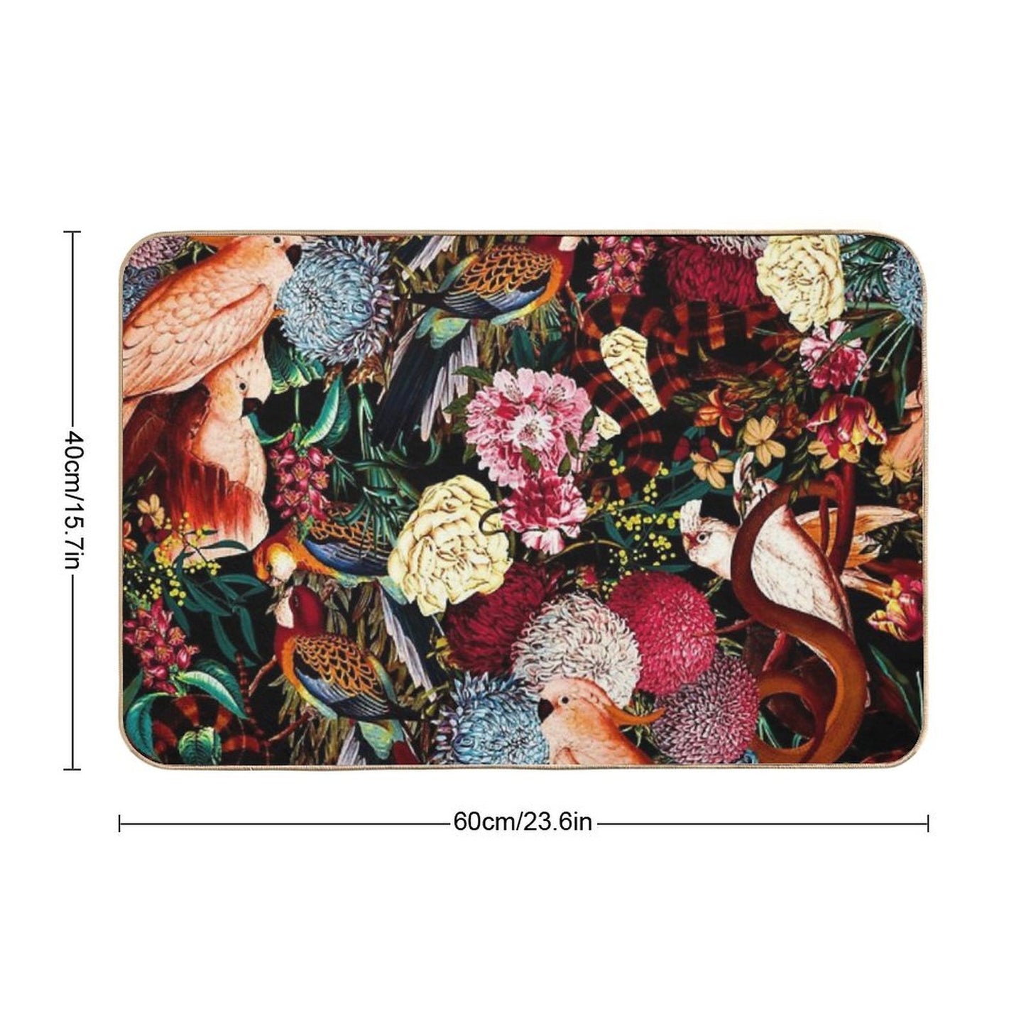 Flowers And Animals Pattern II  Anti-Trip Bath Mat