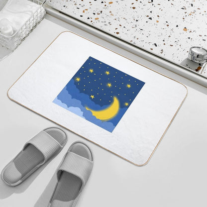 Moon Midnight Flat Design  Non-Slip Bath Mat