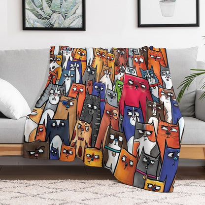Suspicious Kitties All-season Throw Blanket