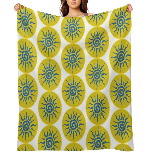 Blue Sun Spiral Boho Aesthetic Easy Care Throw Blanket