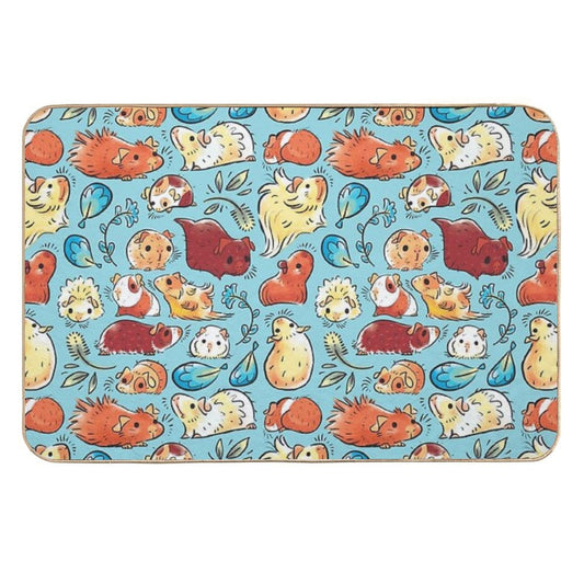 Guinea Pig Huddle In Blue  Long-Lasting Bath Mat