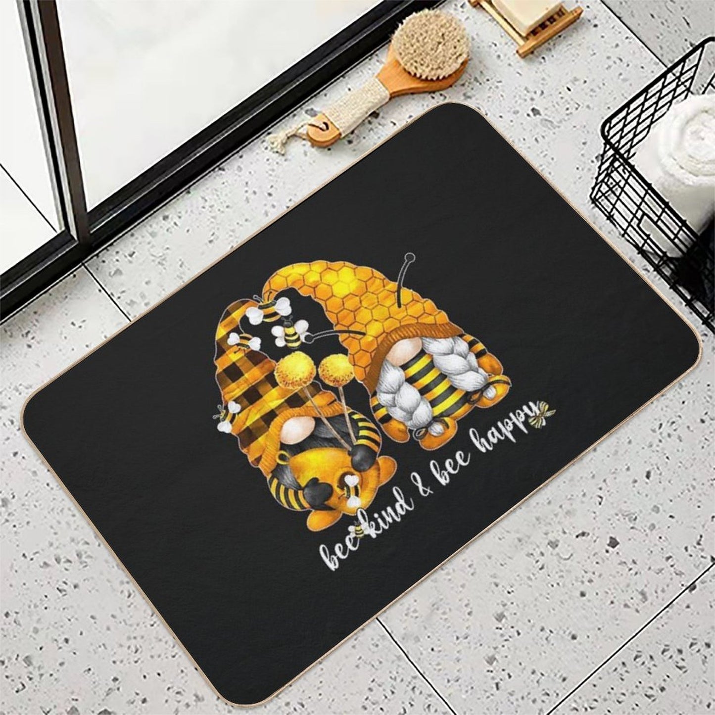 Bee Kind  Bee Happy For Beekeeper With Bumble Bee Gnome TShirt61  Rapid-Drying Bath Mat