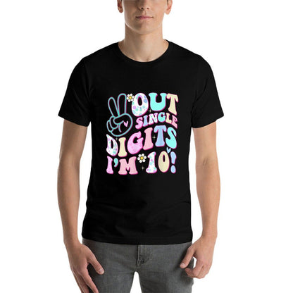 Peace Out Single Digits I'm 10 Groovy 10th Birthday  Soft T-Shirt