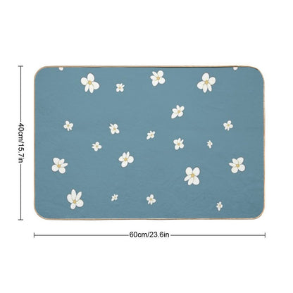 White Mini Flower Pattern L Accessories with Floral Pattern L Cute Flowers - Flower Design  Anti-Trip Bath Mat