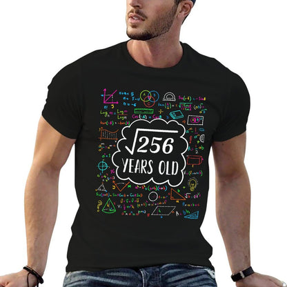 Square Root of 256 16th Birthday for 16 Years Old  Rolled Sleeves T-Shirt
