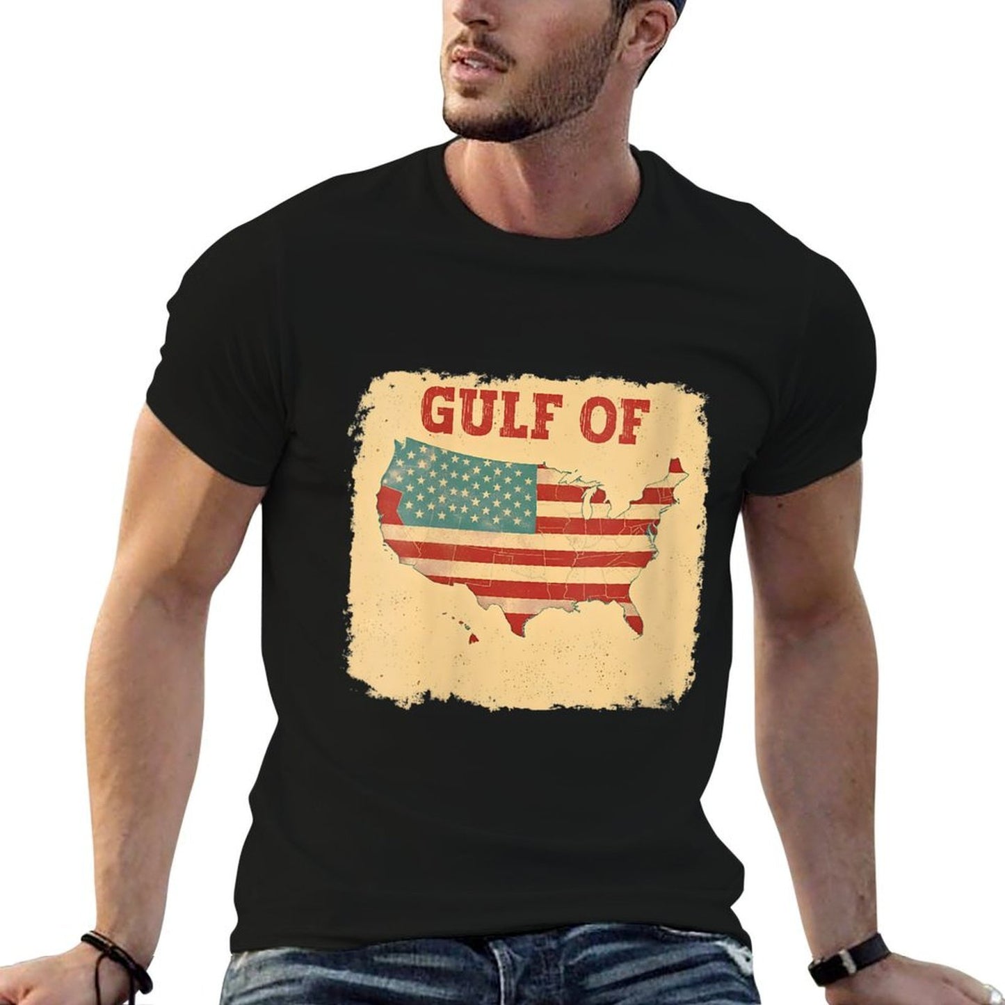 Womens Gulf Of USA America Funny Gulf Of Mexico Vintage USA  Wrinkle-resistant T-Shirt