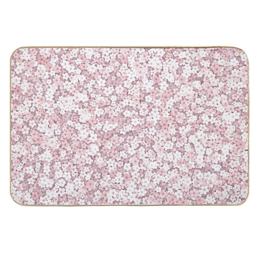 Falling White Sakura Cherry Blossom  Toxin-Free Bath Mat