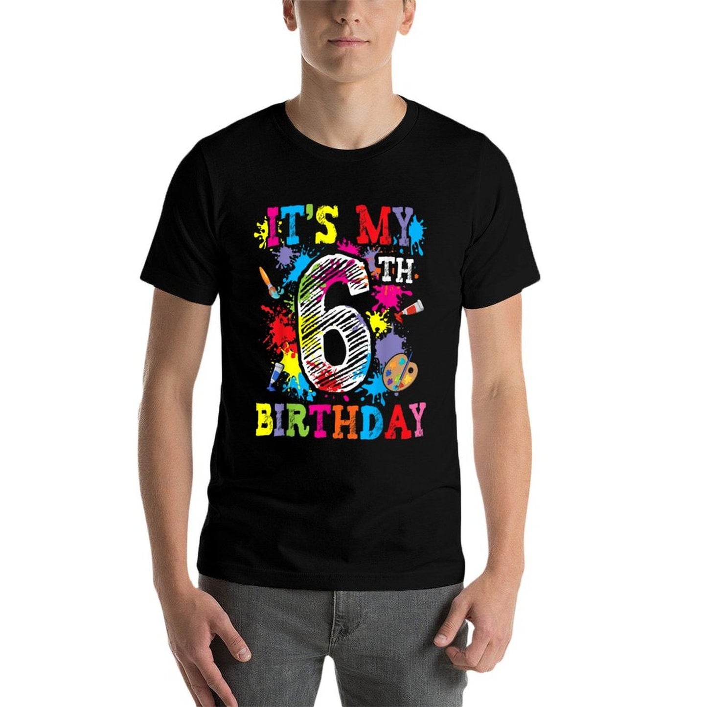 It's My 6th Birthday Painting Art Paint 6 Year Old Artist  Easy-care T-Shirt