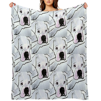 Pearl White, White Boxer Love Collection Durable Throw Blanket
