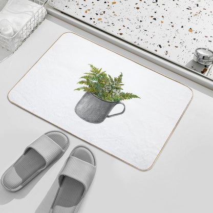 Mug with Fern Leaves  Dirt-Trapping Bath Mat