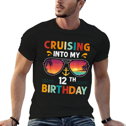 Cruising Into My 12th Birthday 12 Years Old Cruise Birthday  Eco-friendly Material T-Shirt