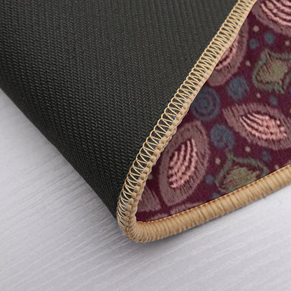 Textured Ikat Floral Swirl  Earth-Toned Abstract Ethnic Pattern  Rapid-Drying Bath Mat