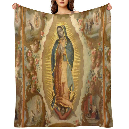 Virgin of Guadalupe with The Four Apparitions by Juan De Sáenz Quick-dry Throw Blanket