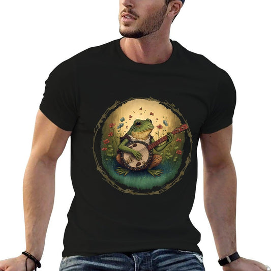 Cottagecore Frog Playing Banjo Goblincore Aesthetic  Soft T-Shirt