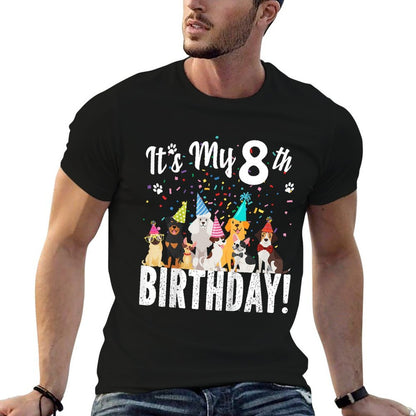 Its My 8th Birthday Shirt Toddler Girl with Dogs (eight)  Ribbed Collar T-Shirt