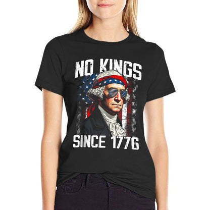 No Kings in America Since 1776 Distressed USA Vintage  Polyester Blend T-Shirt