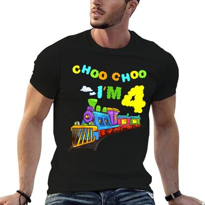 Choo Choo! I'm 4 Years Old Locomotive Train 4th Birthday  Lightweight T-Shirt