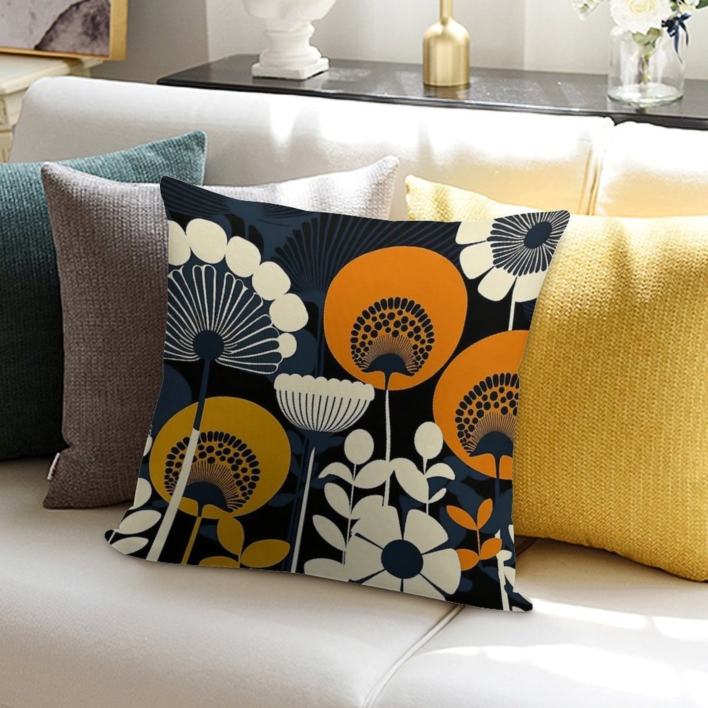 Floral Pattern, Finland Soft Easy Maintenance Throw Pillow